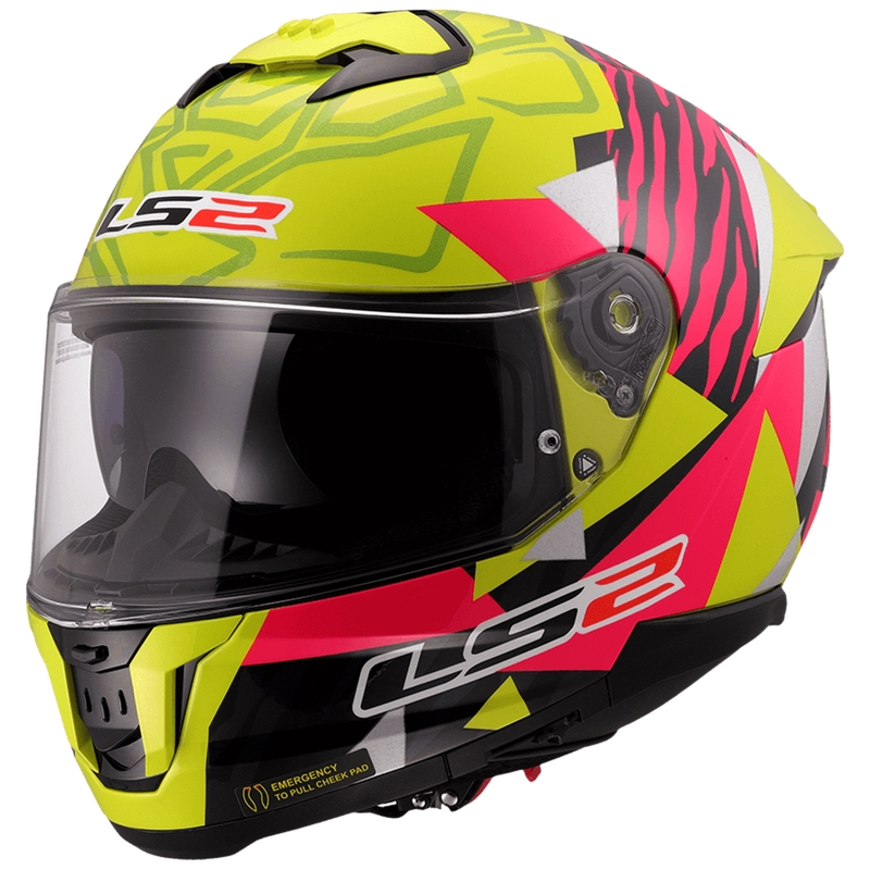 Casco integral para moto LS2 FF808 Stream II Tiger amarillo fluo-rosa