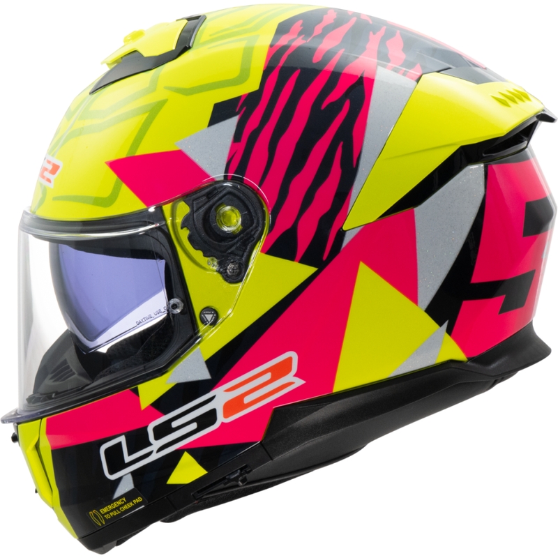 Casco integral para moto LS2 FF808 Stream II Tiger amarillo fluo-rosa