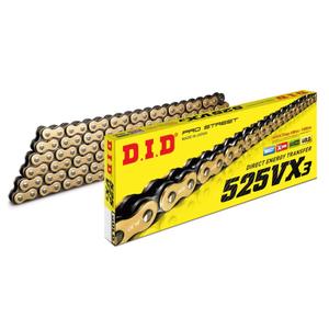 VX série X-Kroužkový řetěz D.I.D Chain 525VX 124 L Zlatá/Černá