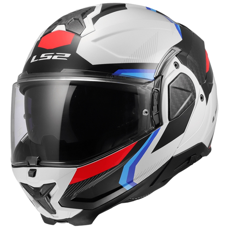 Casco de moto abatible LS2 FF910 Advant II Triple blanco-azul-rojo