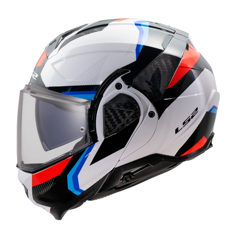 Casco de moto abatible LS2 FF910 Advant II Triple blanco-azul-rojo