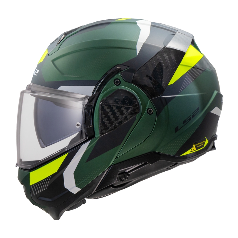 Casco de moto abatible LS2 FF910 Advant II Triple verde oliva
