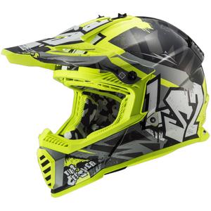 Casco de motocross para niños LS2 MX437 Fast EVO Mini Crusher negro-amarillo