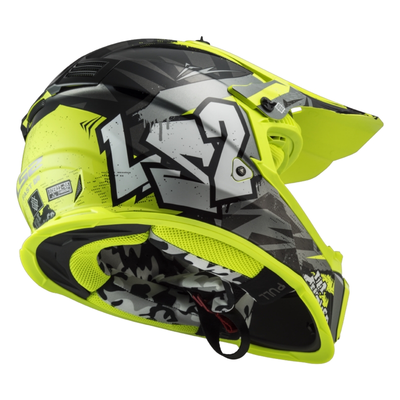 Casco de motocross para niños LS2 MX437 Fast EVO Mini Crusher negro-amarillo