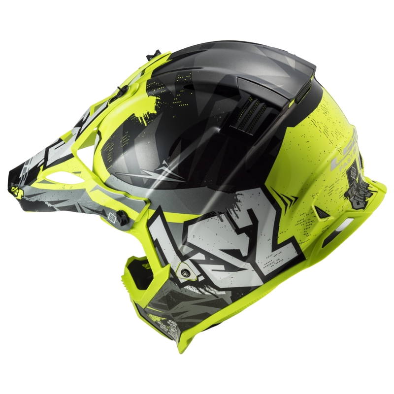 Casco de motocross para niños LS2 MX437 Fast EVO Mini Crusher negro-amarillo