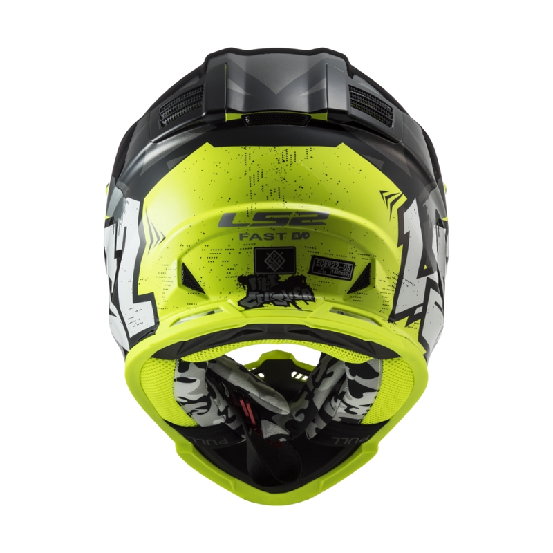 Casco de motocross para niños LS2 MX437 Fast EVO Mini Crusher negro-amarillo
