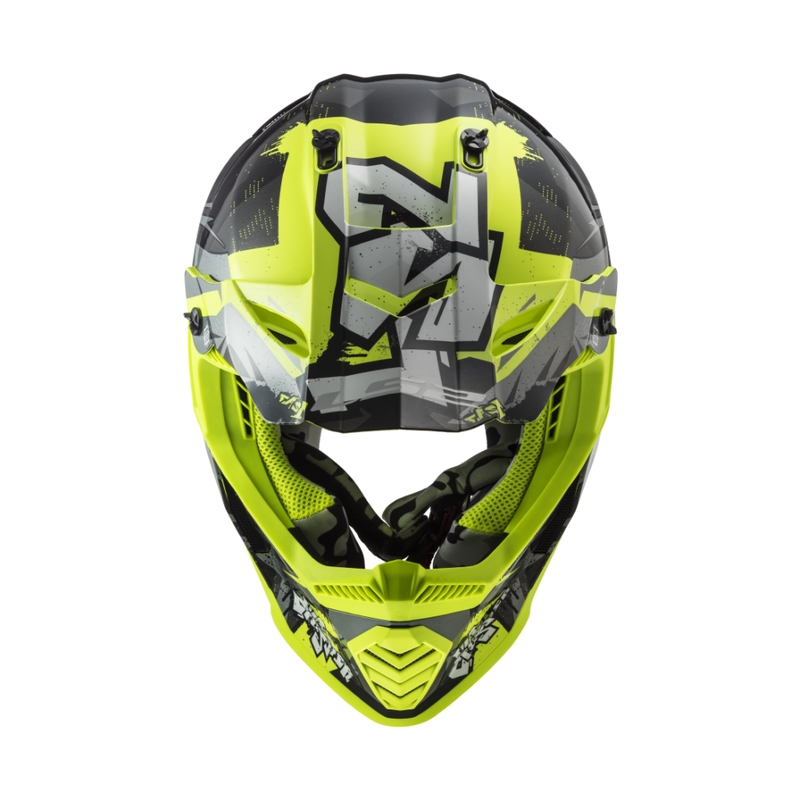 Casco de motocross para niños LS2 MX437 Fast EVO Mini Crusher negro-amarillo