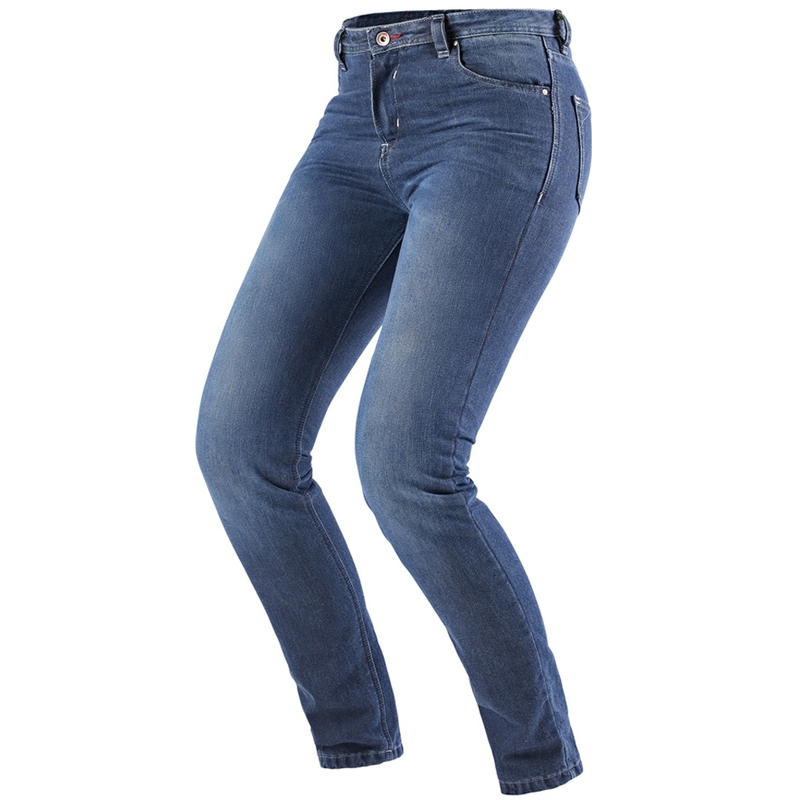 Pantalones vaqueros rectos de moto Furygan Kate X Kevlar® para mujer, color azul.