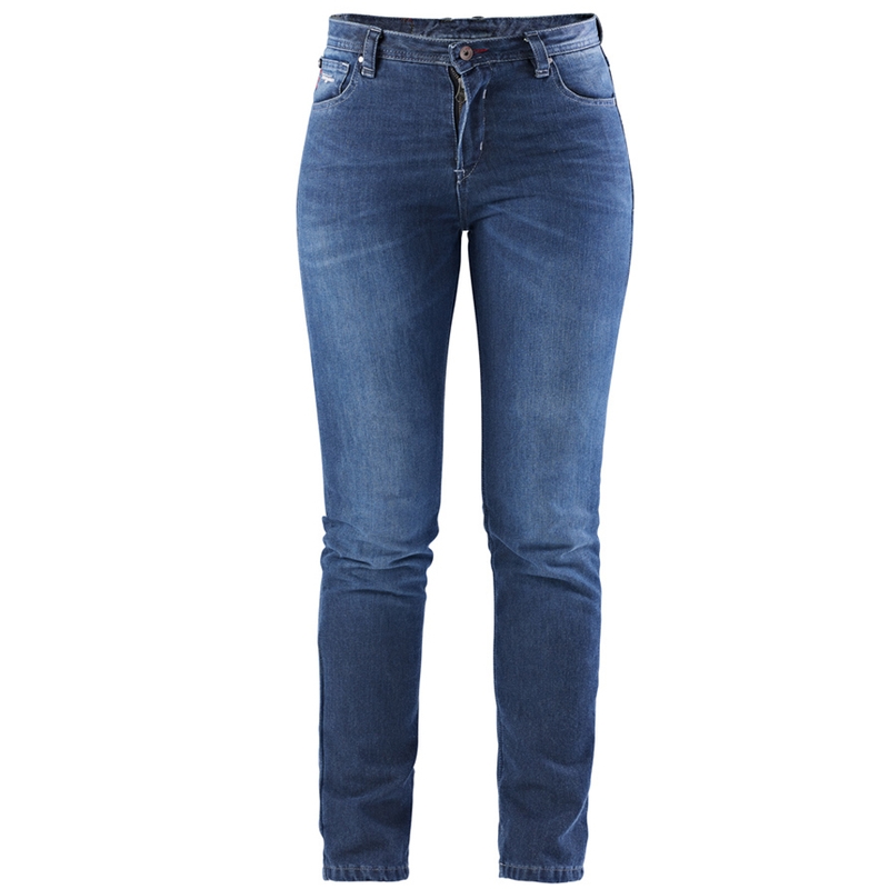 Pantalones vaqueros rectos de moto Furygan Kate X Kevlar® para mujer, color azul.