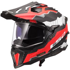 Casco de moto enduro LS2 MX701 Explorer C Trick blanco-rojo