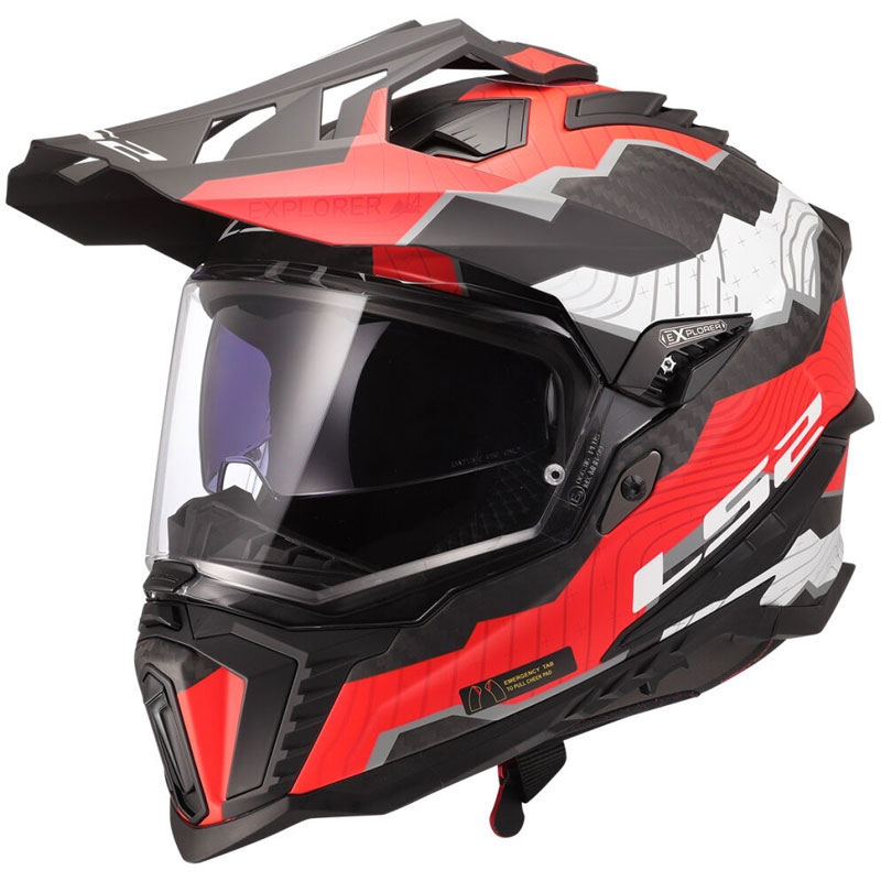 Casco de moto enduro LS2 MX701 Explorer C Trick blanco-rojo