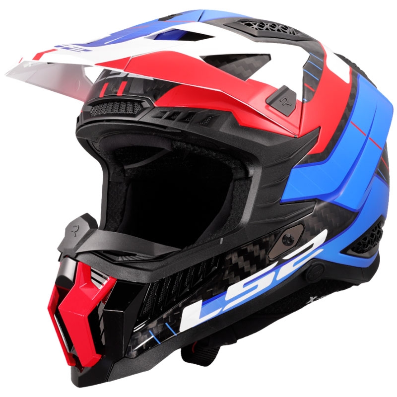 Casco de motocross LS2 MX703 X-Force Galuo blanco-rojo-azul
