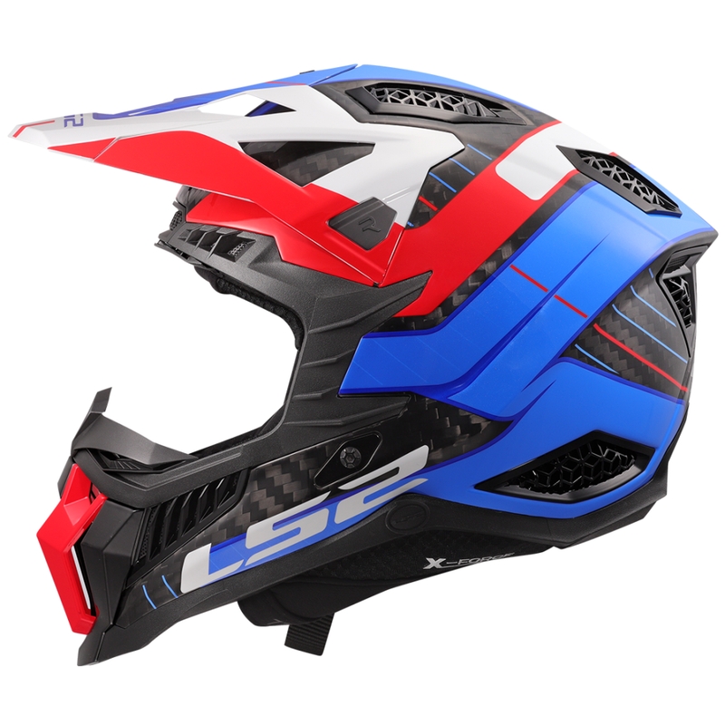 Casco de motocross LS2 MX703 X-Force Galuo blanco-rojo-azul