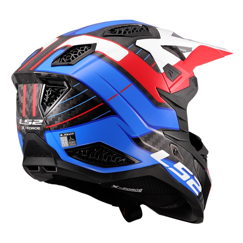Casco de motocross LS2 MX703 X-Force Galuo blanco-rojo-azul