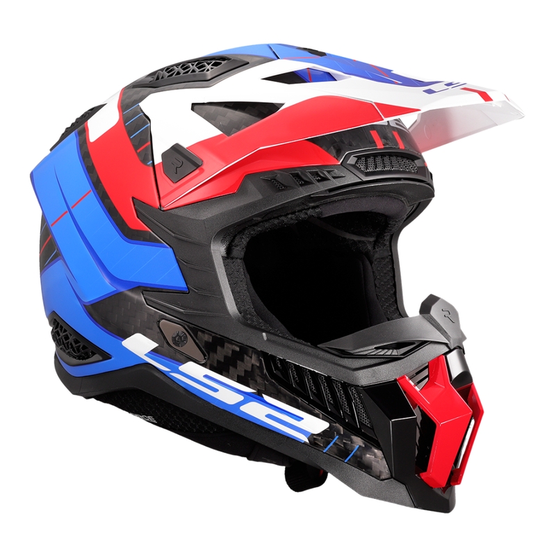 Casco de motocross LS2 MX703 X-Force Galuo blanco-rojo-azul