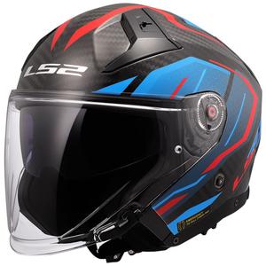 Casco de moto jet LS2 OF603 Infinity II C Urus azul-rojo