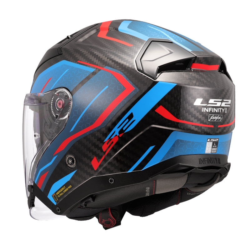 Casco de moto jet LS2 OF603 Infinity II C Urus azul-rojo