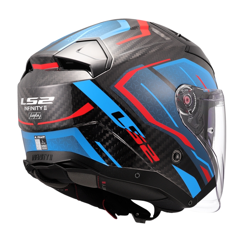 Casco de moto jet LS2 OF603 Infinity II C Urus azul-rojo