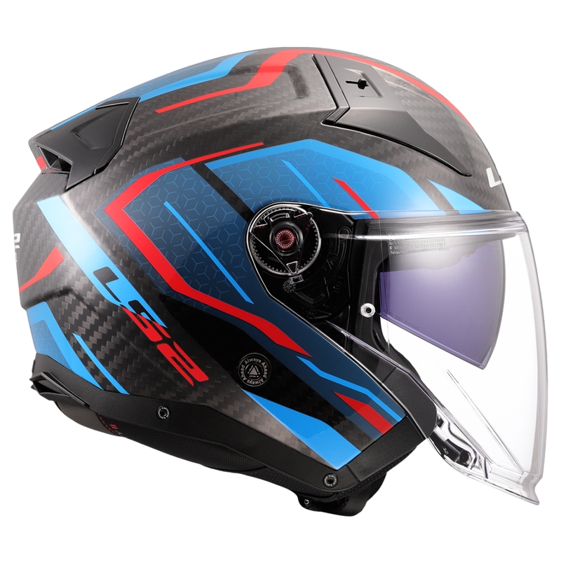 Casco de moto jet LS2 OF603 Infinity II C Urus azul-rojo