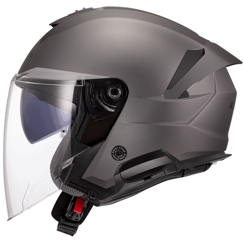 Casco de moto jet LS2 OF618 Verso II Titanio mate sólido