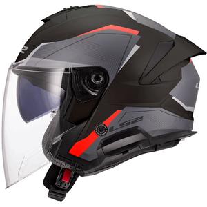 Casco de moto jet LS2 OF618 Verso II Air negro-rojo