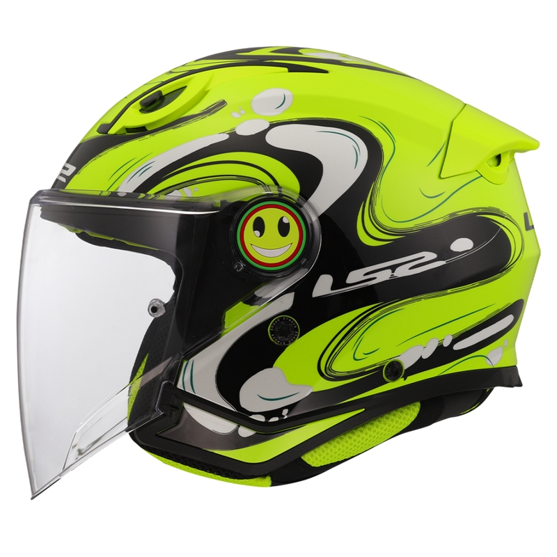 Casco de moto abierto para niños LS2 OF622 Funny II Glup amarillo fluo