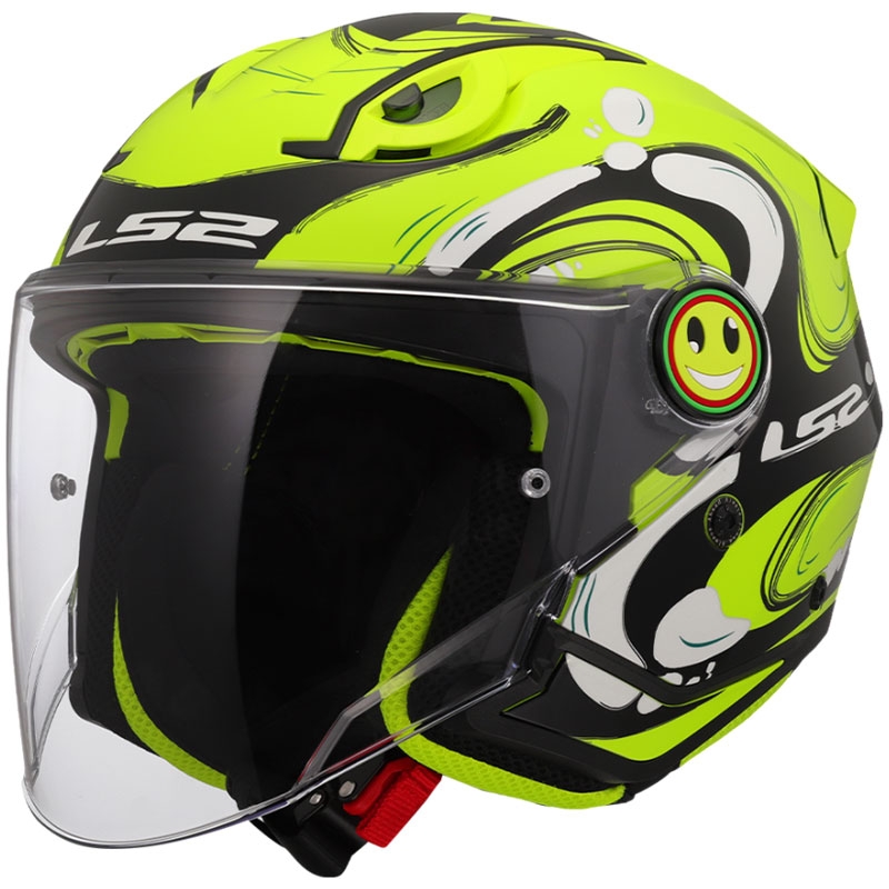 Casco de moto abierto para niños LS2 OF622 Funny II Glup amarillo fluo
