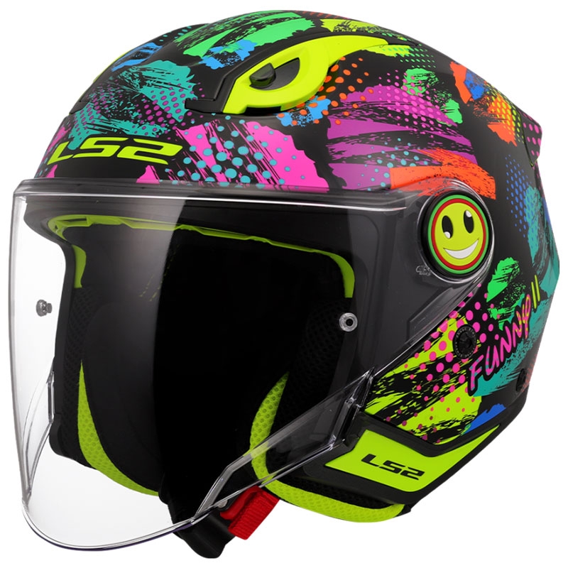 Casco de moto abierto para niños LS2 OF622 Funny II Joy negro