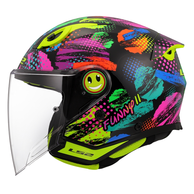 Casco de moto abierto para niños LS2 OF622 Funny II Joy negro