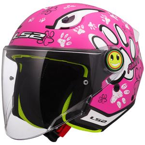 Casco de moto infantil de cara abierta LS2 OF622 Funny II Paws rosa