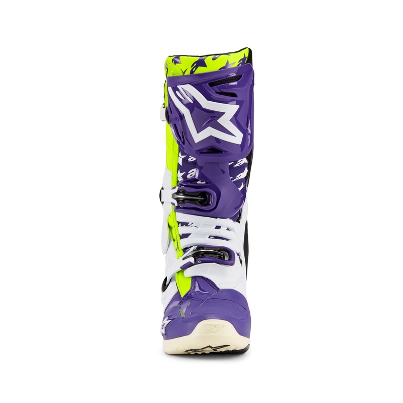 Botas de moto Alpinestars TECH 10 edición limitada Dirt Studios morado-blanco-amarillo fluo