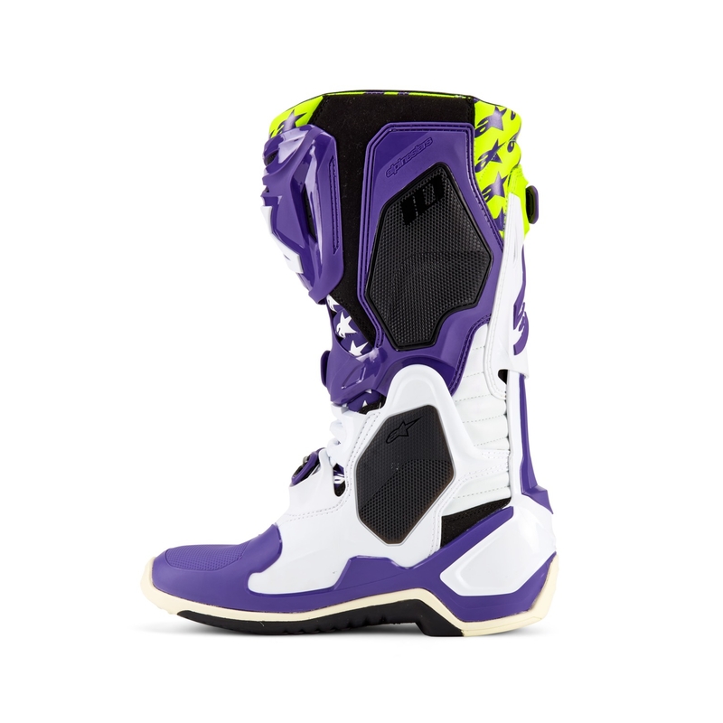 Botas de moto Alpinestars TECH 10 edición limitada Dirt Studios morado-blanco-amarillo fluo
