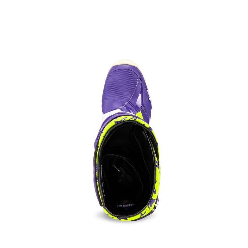 Botas de moto Alpinestars TECH 10 edición limitada Dirt Studios morado-blanco-amarillo fluo