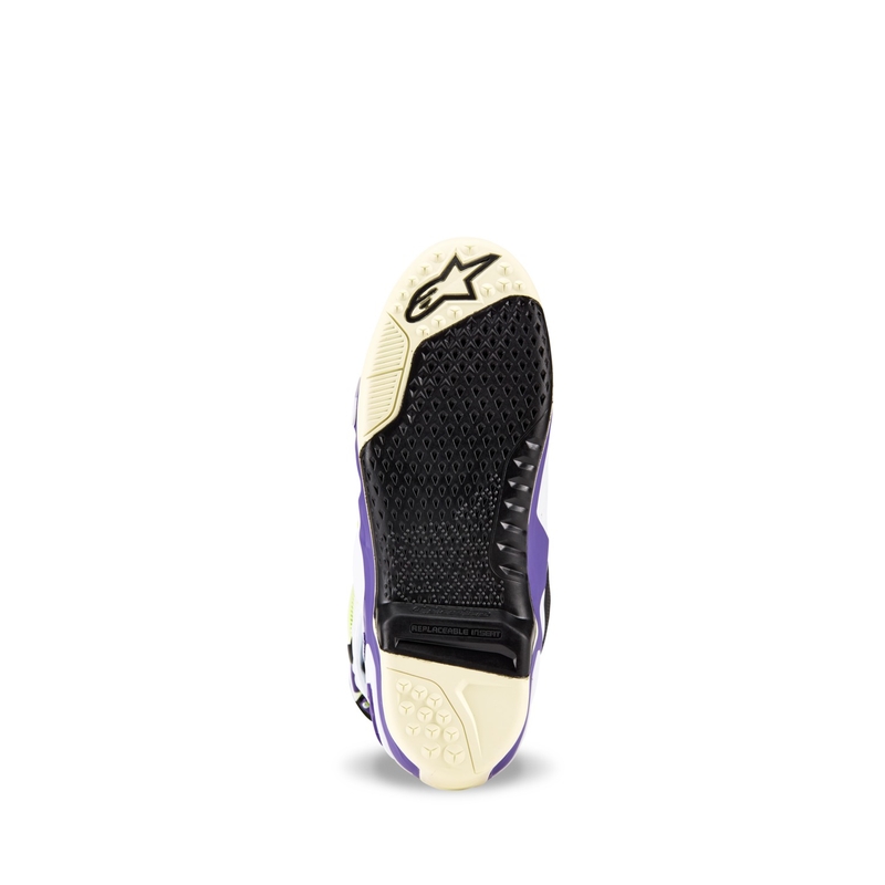 Botas de moto Alpinestars TECH 10 edición limitada Dirt Studios morado-blanco-amarillo fluo