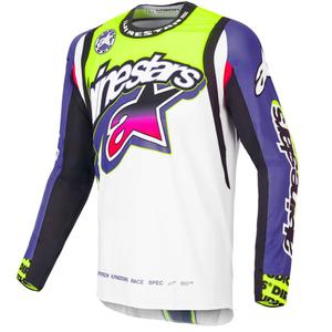 Camiseta de motocross Alpinestars Supertech SX edición limitada Dirt Studios blanco-violeta-rosa-amarillo fluo