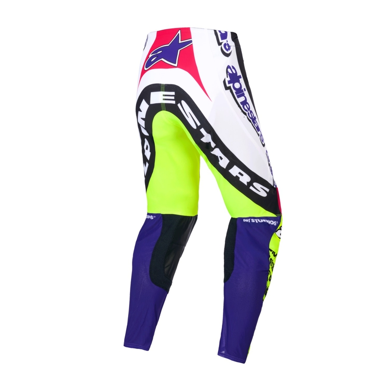 Pantalones de motocross Alpinestars Supertech edición limitada Dirt Studios blanco-violeta-rosa-amarillo fluo
