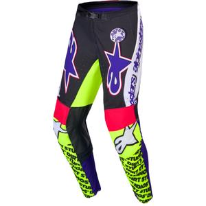 Pantalones de motocross Alpinestars Supertech edición limitada Dirt Studios blanco-violeta-rosa-amarillo fluo