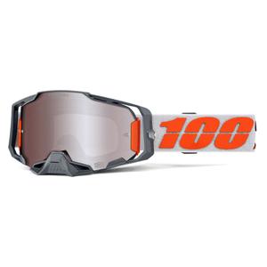 Gafas de motocross 100% ARMEGA Plata con plexiglás HIPER plata