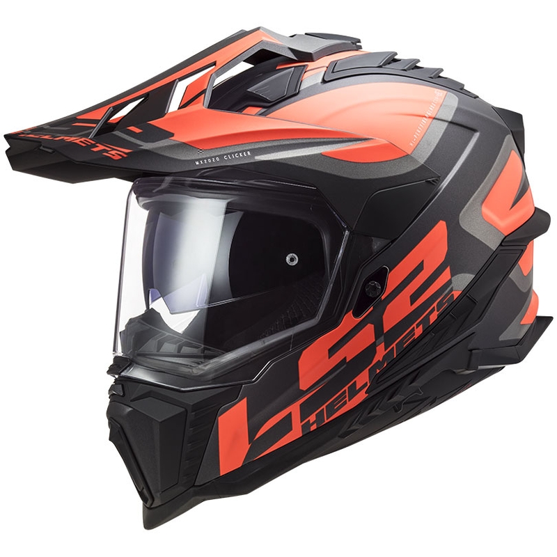 Casco de enduro LS2 MX701 Explorer Alter negro-naranja fluo-gris mate