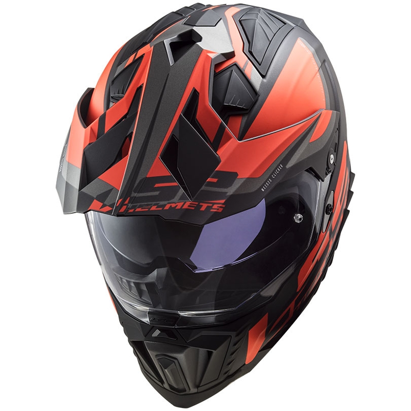 Casco de enduro LS2 MX701 Explorer Alter negro-naranja fluo-gris mate