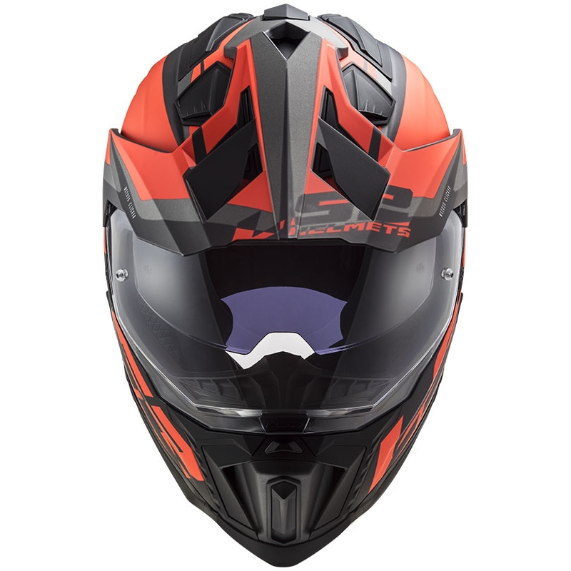 Casco de enduro LS2 MX701 Explorer Alter negro-naranja fluo-gris mate