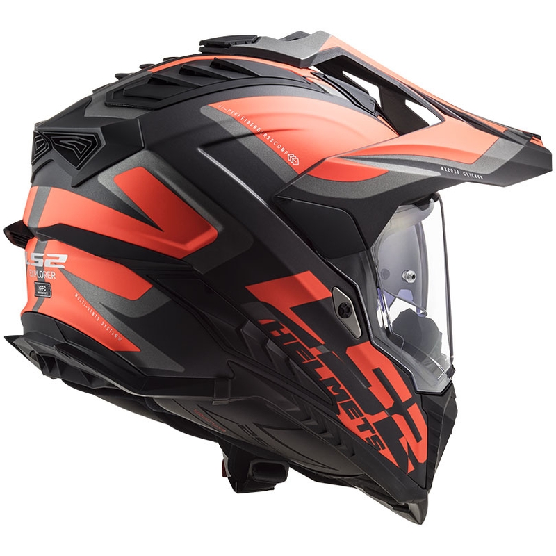 Casco de enduro LS2 MX701 Explorer Alter negro-naranja fluo-gris mate