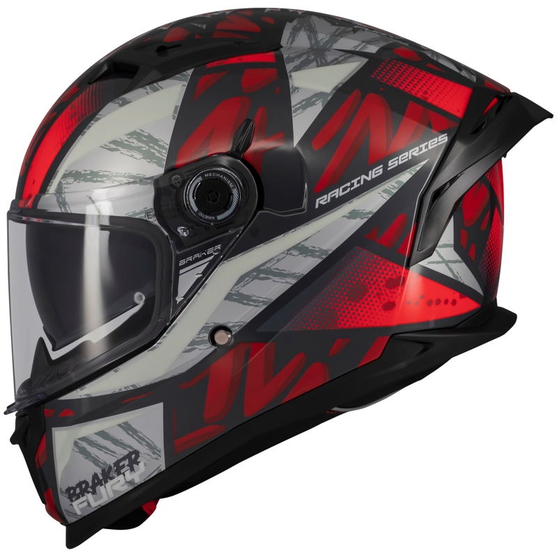 Casco de moto integral MT Braker SV Fury negro-gris-rojo