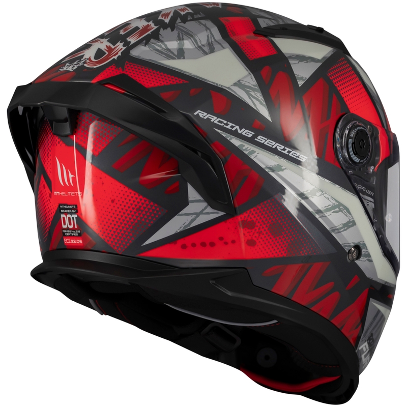 Casco de moto integral MT Braker SV Fury negro-gris-rojo