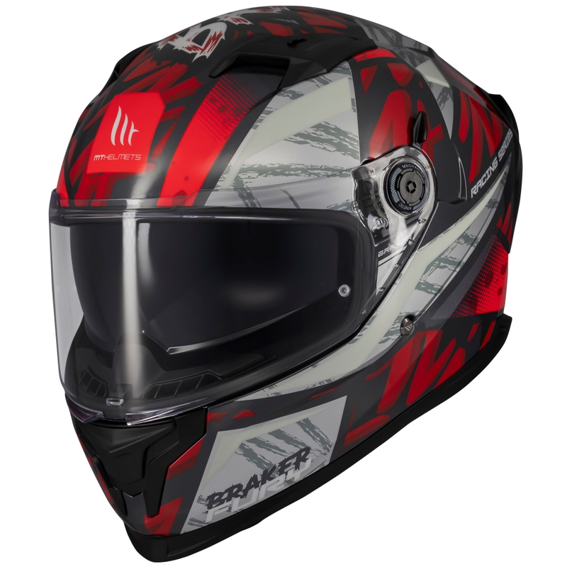 Casco de moto integral MT Braker SV Fury negro-gris-rojo