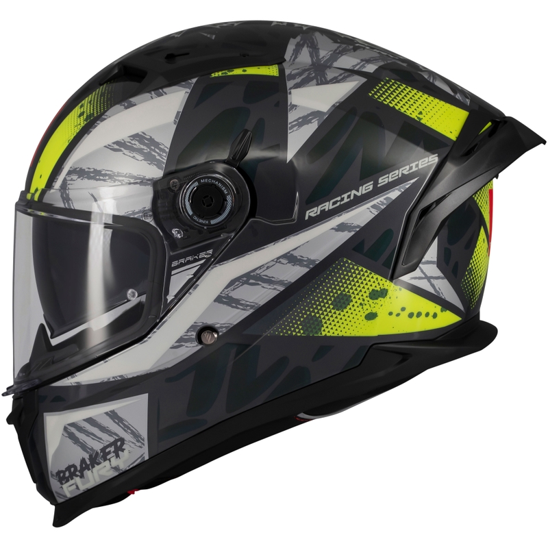 Casco de moto integral MT Braker SV Fury gris-amarillo fluo