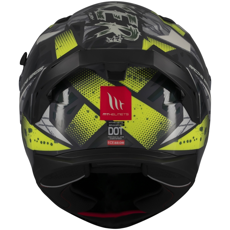Casco de moto integral MT Braker SV Fury gris-amarillo fluo