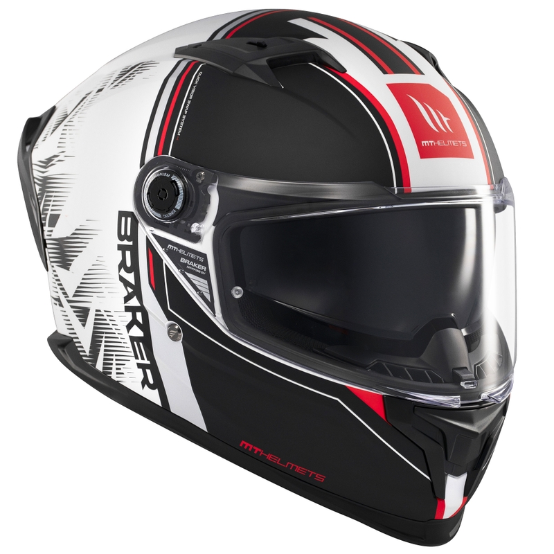 Casco de moto integral MT Braker SV Charm negro mate-blanco