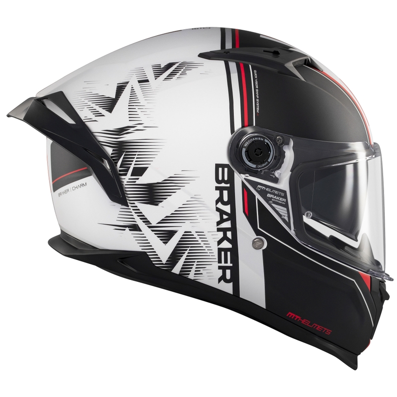 Casco de moto integral MT Braker SV Charm negro mate-blanco