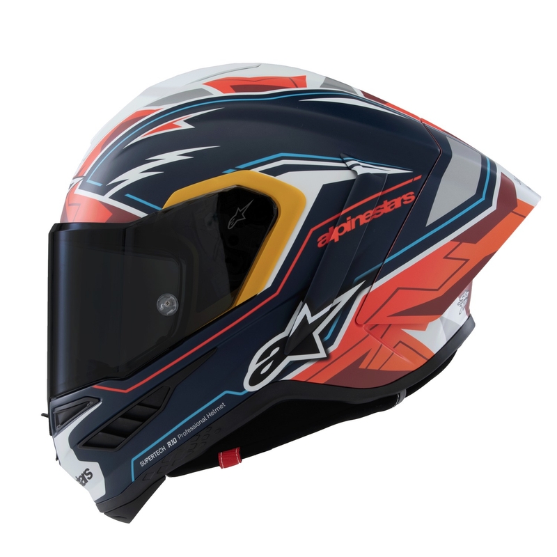Casco integral para motocicleta Alpinestars Supertech R-10 Limited Edition Pedro Acosta azul mate, rojo y blanco